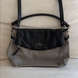 Kate Spade Black and White Striped Shoulder Bag